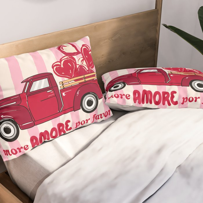 More Amore Por Favor Retro Love Truck Pillow Sham Gallery Image 2