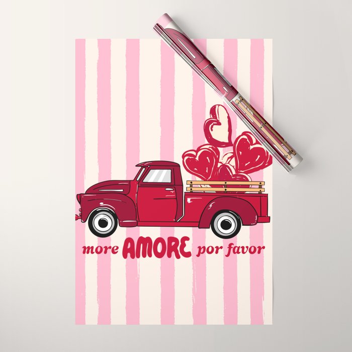 More Amore Por Favor Retro Love Truck Wrapping Paper Gallery Image 1