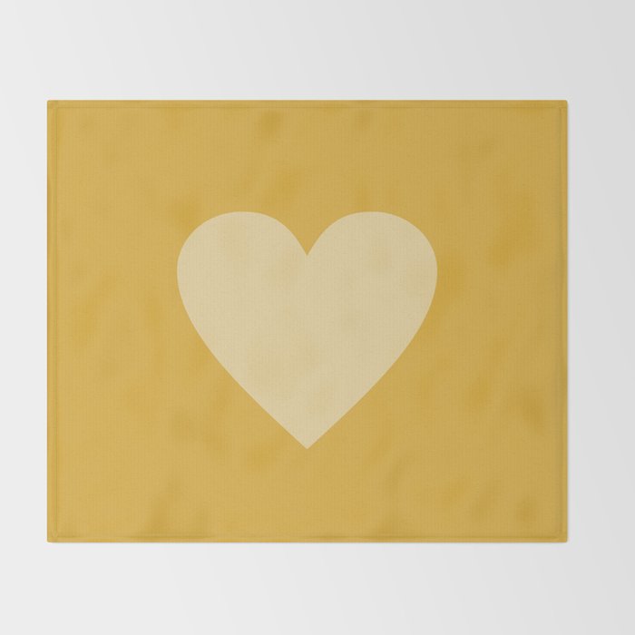 Cute Minimal Heart in Mustard Throw Blanket Gallery Image 2