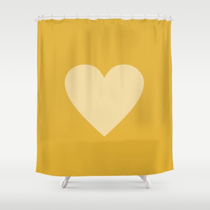 Cute Minimal Heart in Mustard Shower Curtain Gallery Image 1