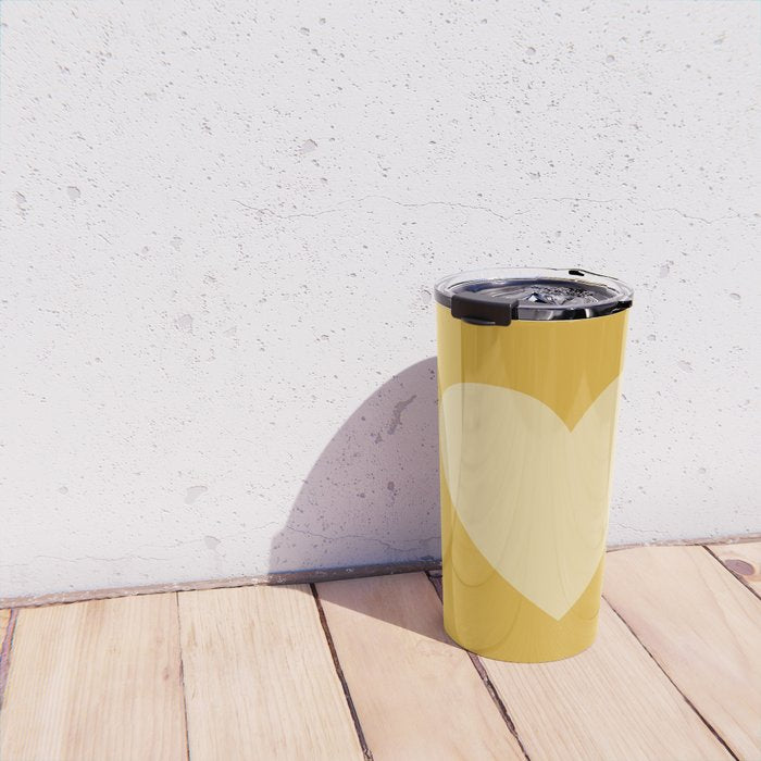 Cute Minimal Heart in Mustard Travel Mug Gallery Image 4