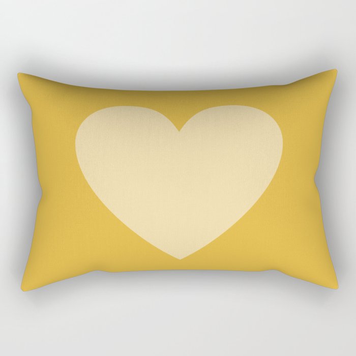 Cute Minimal Heart in Mustard Rectangular Pillow Gallery Image 2