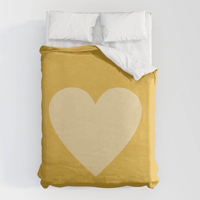 Cute Minimal Heart in Mustard Duvet Cover Gallery Image 6