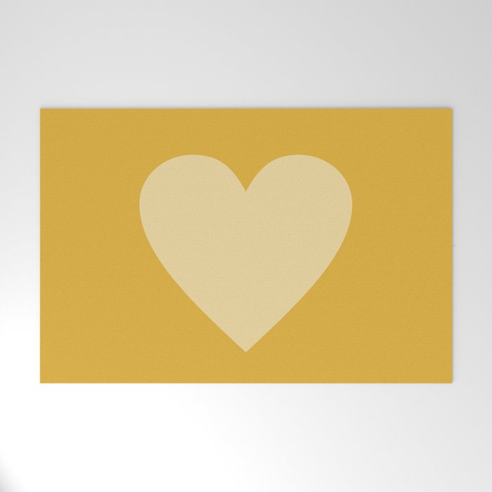 Cute Minimal Heart in Mustard Welcome Mat Gallery Image 1