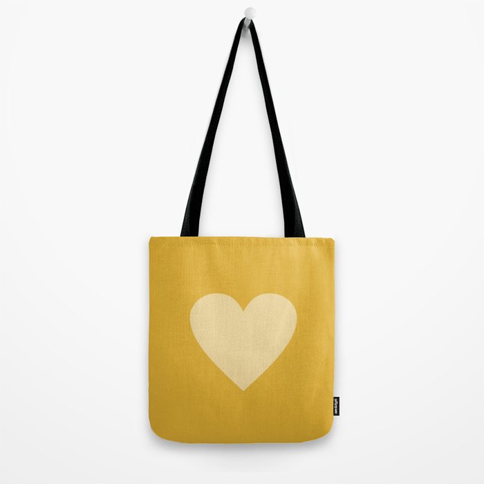 Cute Minimal Heart in Mustard Tote Bag Gallery Image 2