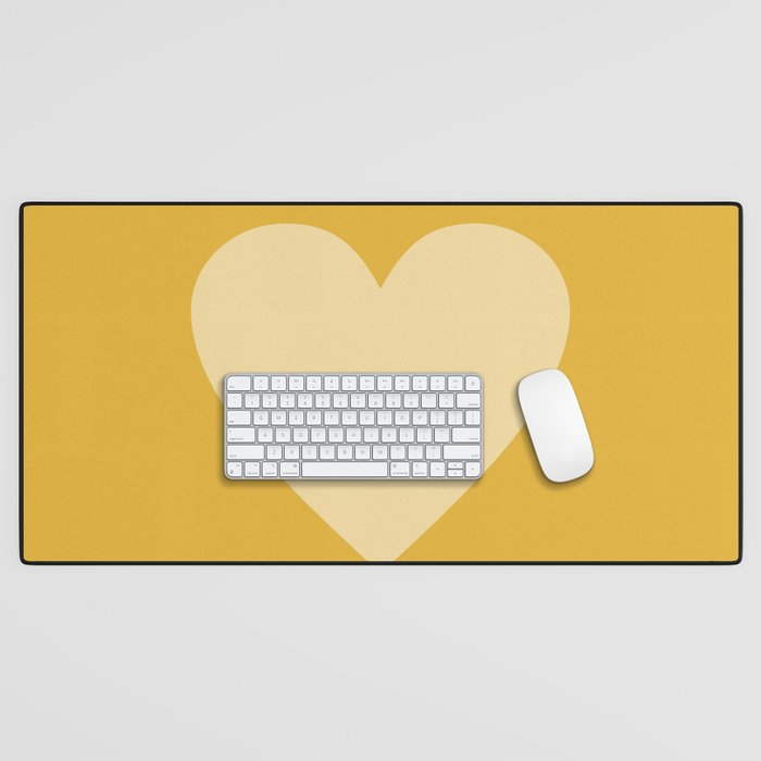 Cute Minimal Heart in Mustard Desk Mat Gallery Image 1