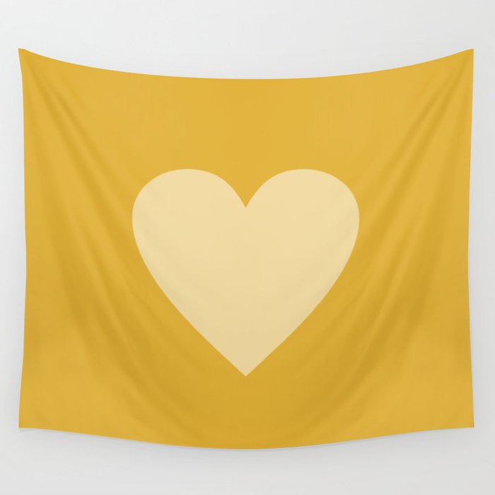 Cute Minimal Heart in Mustard Wall Tapestry Gallery Image 4