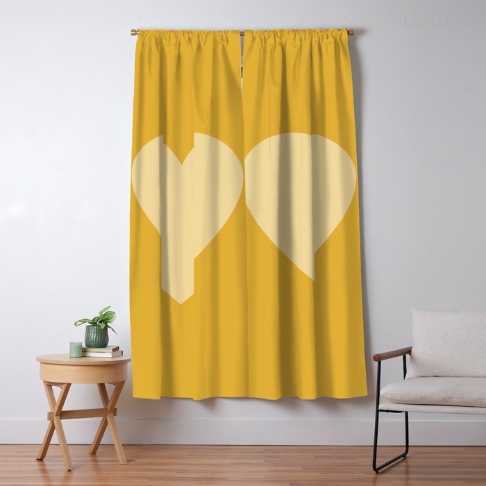 Cute Minimal Heart in Mustard Window Curtain Gallery Image 1