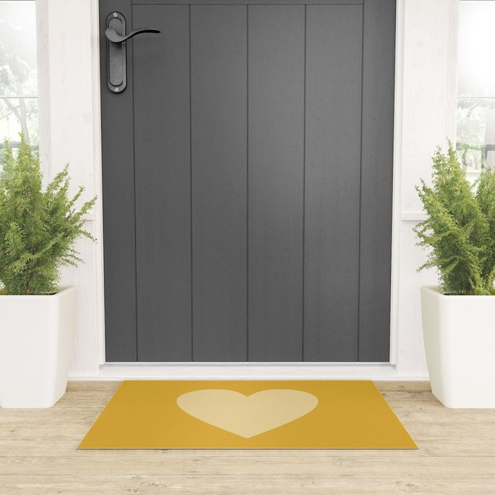 Cute Minimal Heart in Mustard Welcome Mat Gallery Image 3