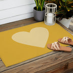 Cute Minimal Heart in Mustard Outdoor Rug Gallery Image 2