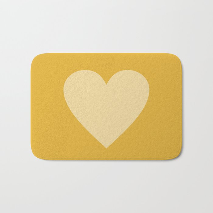 Cute Minimal Heart in Mustard Bath Mat Gallery Image 1