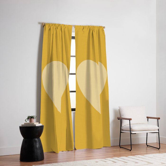 Cute Minimal Heart in Mustard Window Curtain Gallery Image 2