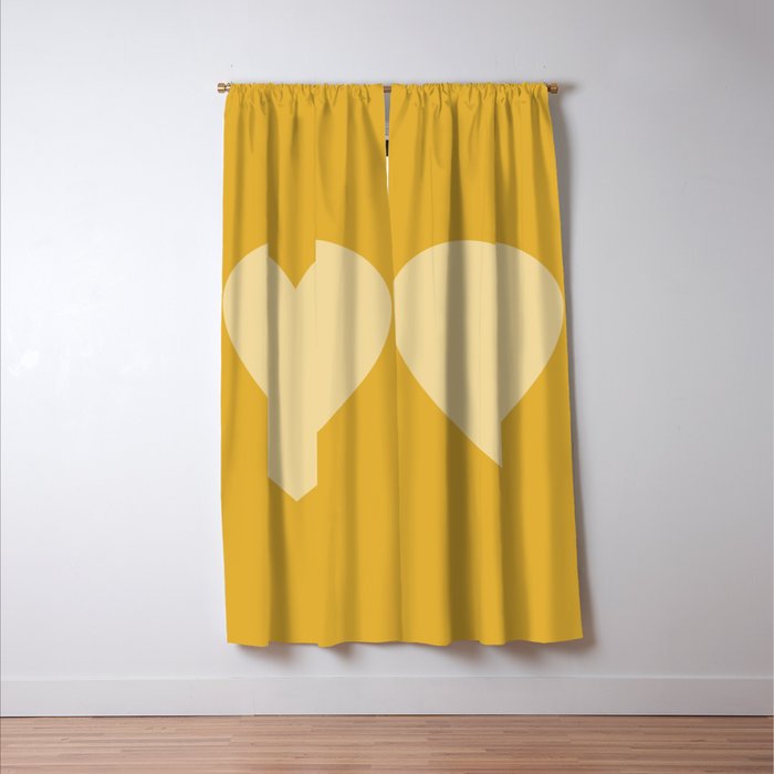 Cute Minimal Heart in Mustard Window Curtain Gallery Image 3