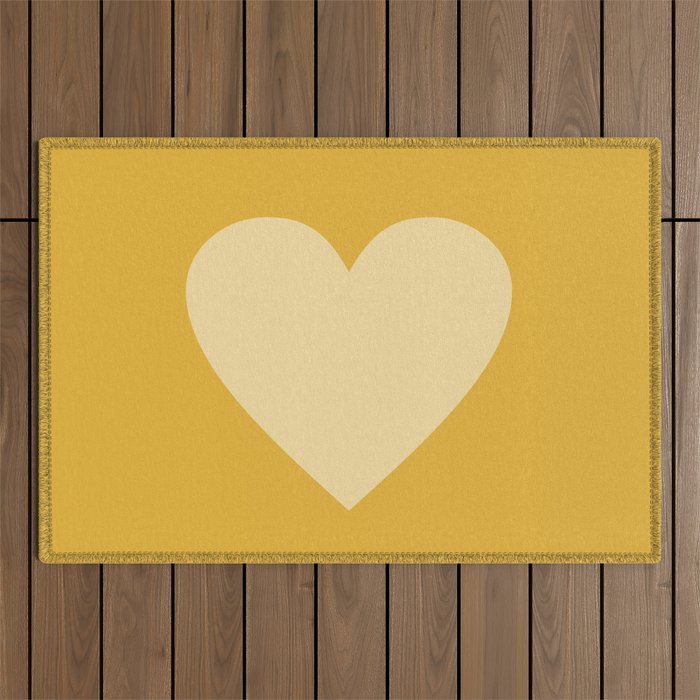 Cute Minimal Heart in Mustard Outdoor Rug Gallery Image 1