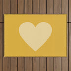 Cute Minimal Heart in Mustard Outdoor Rug Gallery Image 1