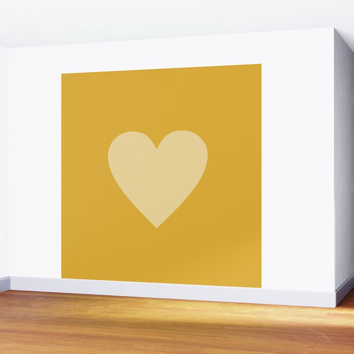Cute Minimal Heart in Mustard Wall Mural Gallery Image 2
