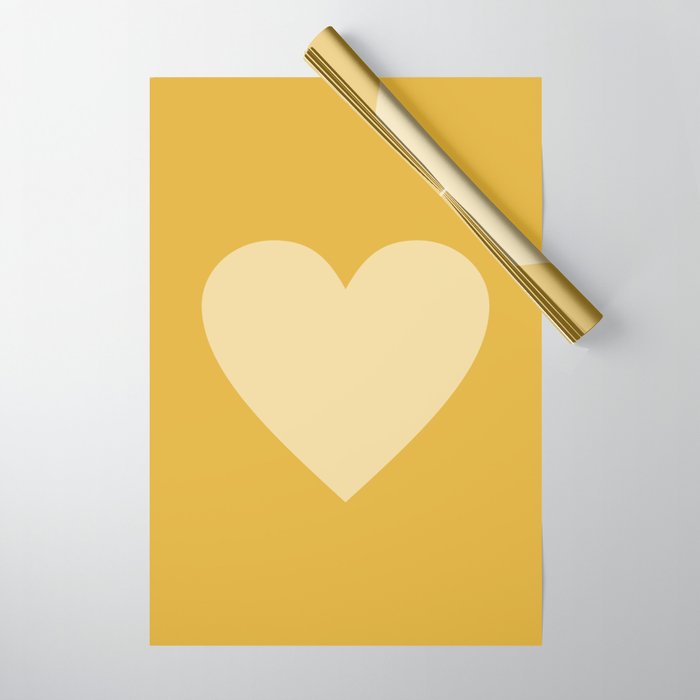 Cute Minimal Heart in Mustard Wrapping Paper Gallery Image 1