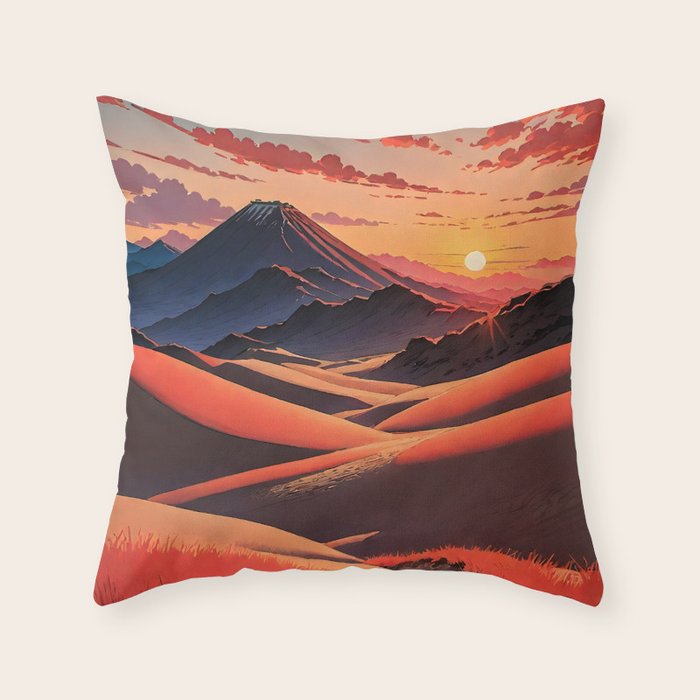 Walk to Kaniji - A Contemporary Ukiyo-e Nature Landscape Throw Pillow Gallery Image 6
