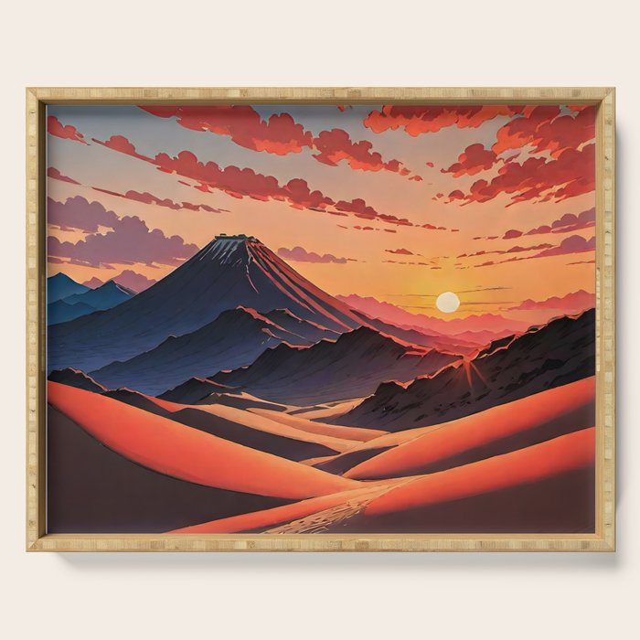 Walk to Kaniji - A Contemporary Ukiyo-e Nature Landscape Serving Tray Gallery Image 1