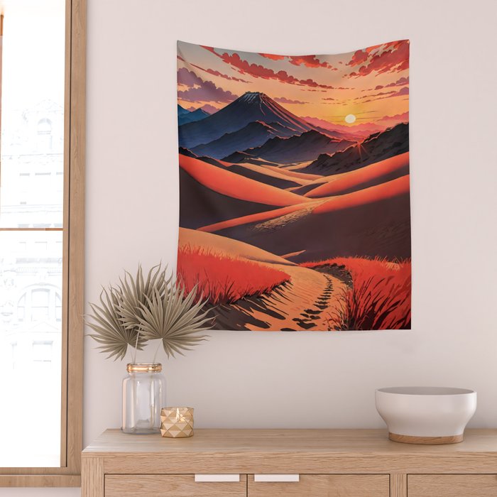 Walk to Kaniji - A Contemporary Ukiyo-e Nature Landscape Wall Tapestry Gallery Image 2