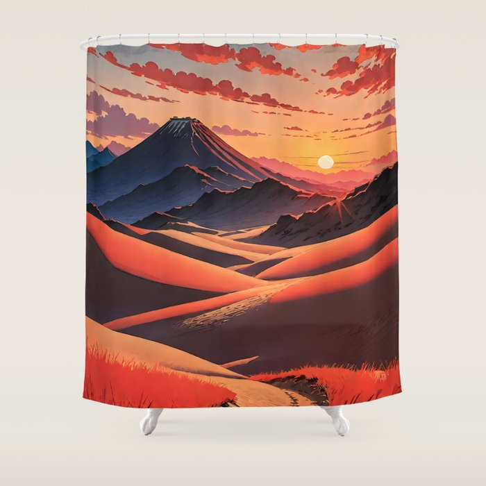 Walk to Kaniji - A Contemporary Ukiyo-e Nature Landscape Shower Curtain Gallery Image 1