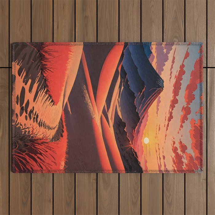 Walk to Kaniji - A Contemporary Ukiyo-e Nature Landscape Outdoor Rug Gallery Image 1