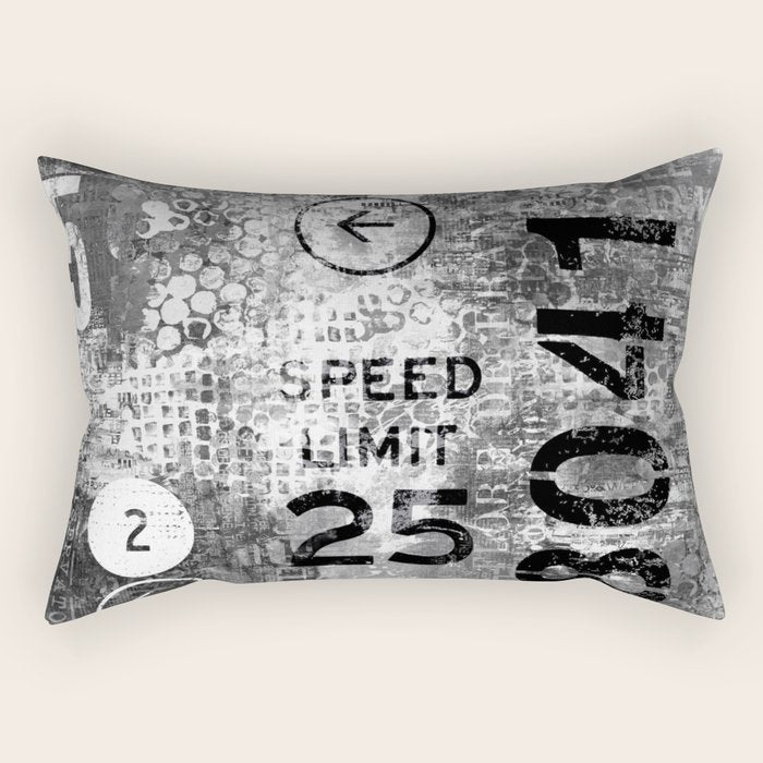 Urban Street Art Numbers And Text Fragments Rectangular Pillow Gallery Image 1