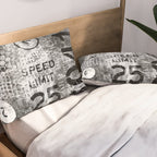 Urban Street Art Numbers And Text Fragments Pillow Sham Gallery Image 2