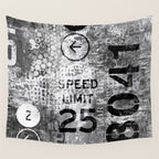 Urban Street Art Numbers And Text Fragments Wall Tapestry Gallery Image 4