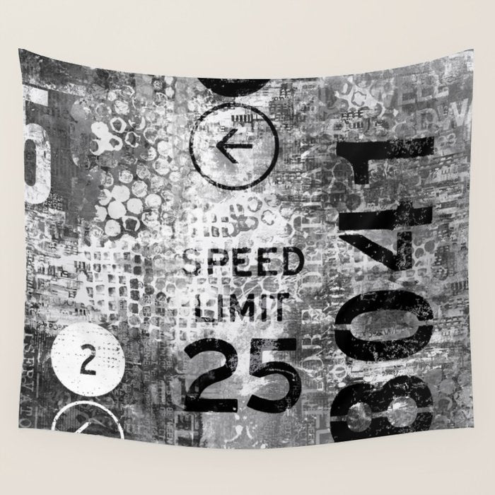 Urban Street Art Numbers And Text Fragments Wall Tapestry Gallery Image 1