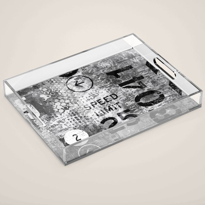 Urban Street Art Numbers And Text Fragments Acrylic Tray Gallery Image 1