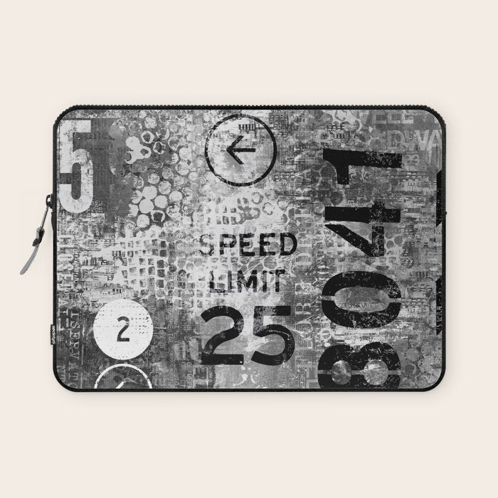Urban Street Art Numbers And Text Fragments Laptop Sleeve Gallery Image 1