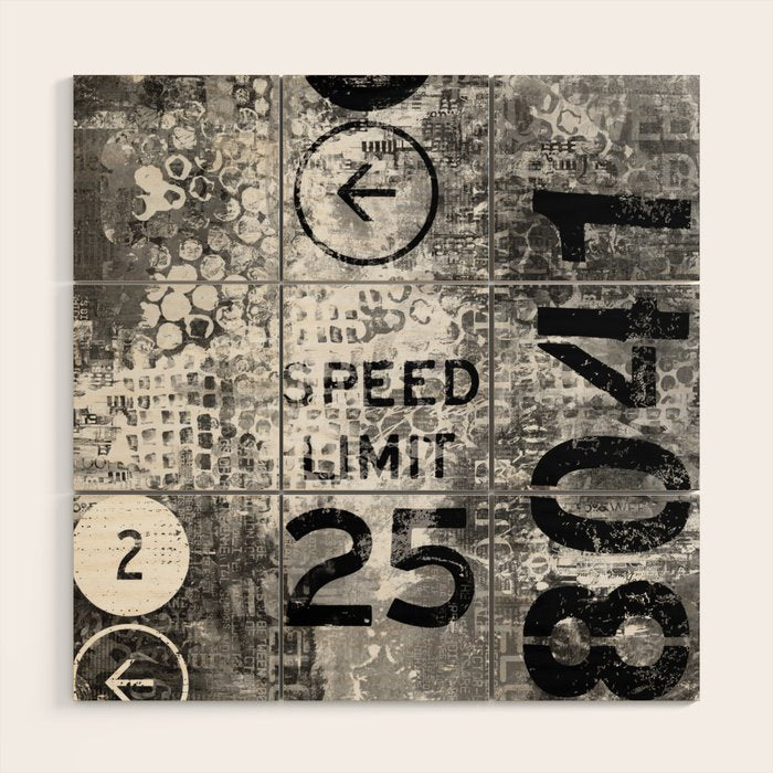 Urban Street Art Numbers And Text Fragments Wood Wall Art Gallery Image 1