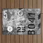 Urban Street Art Numbers And Text Fragments Outdoor Rug Gallery Image 1