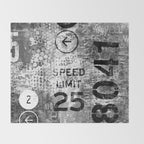 Urban Street Art Numbers And Text Fragments Throw Blanket Gallery Image 2