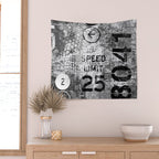Urban Street Art Numbers And Text Fragments Wall Tapestry Gallery Image 2