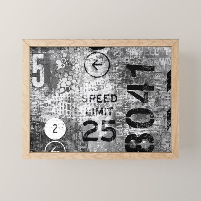 Urban Street Art Numbers And Text Fragments Mini Art Print Gallery Image 1