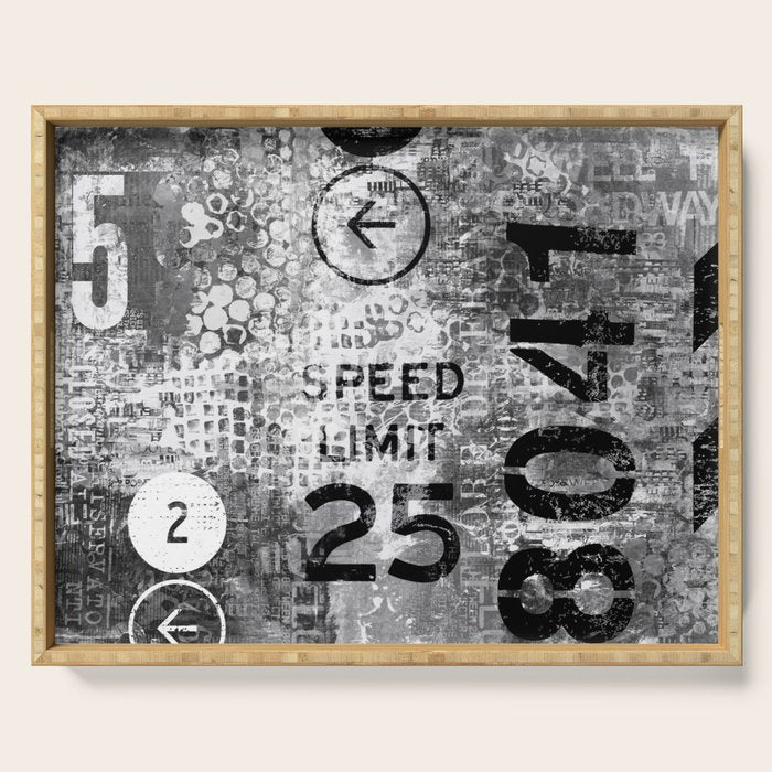 Urban Street Art Numbers And Text Fragments Serving Tray Gallery Image 1