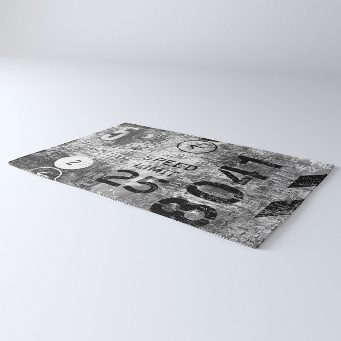 Urban Street Art Numbers And Text Fragments Rug Gallery Image 3