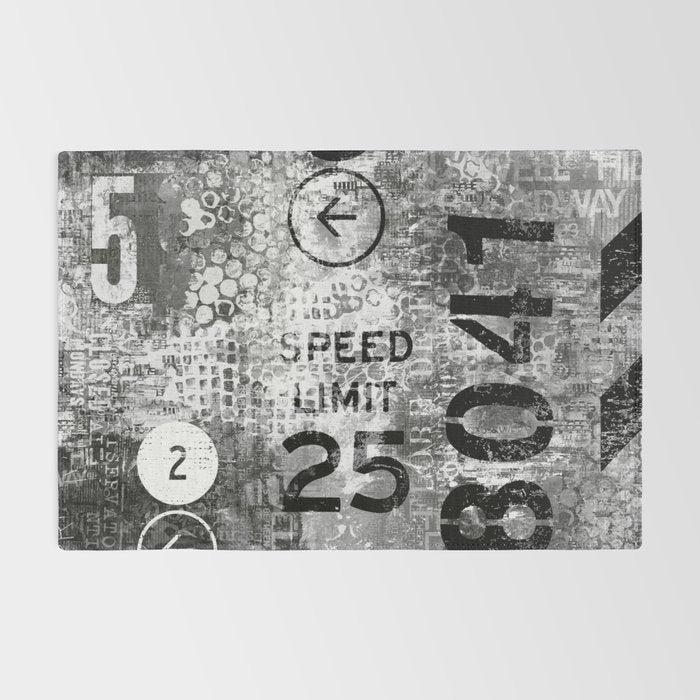 Urban Street Art Numbers And Text Fragments Rug Gallery Image 2