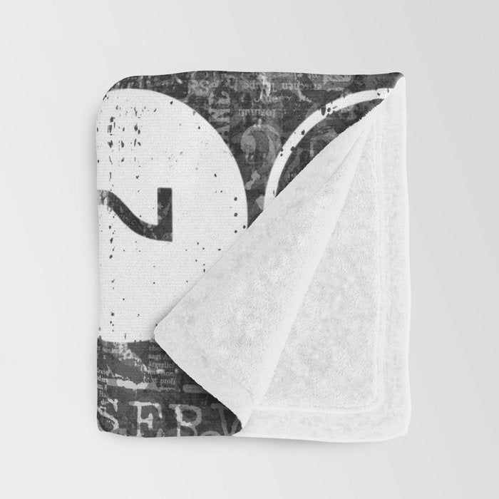 Urban Street Art Numbers And Text Fragments Throw Blanket Gallery Image 3