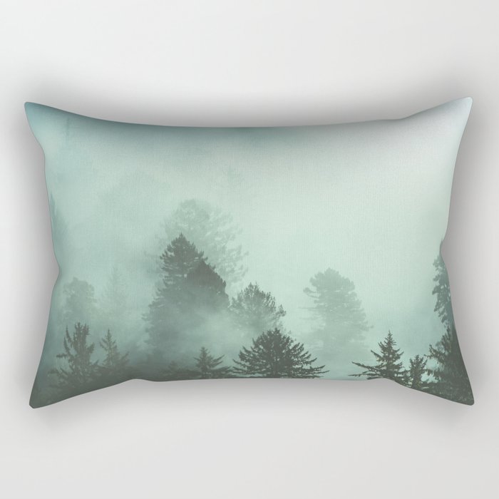 Magnificent Morning - Foggy Redwood Forest Nature Photography Rectangular Pillow Gallery Image 1