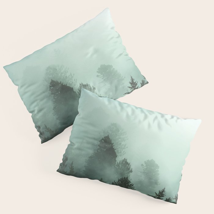 Magnificent Morning - Foggy Redwood Forest Nature Photography Pillow Sham Gallery Image 1