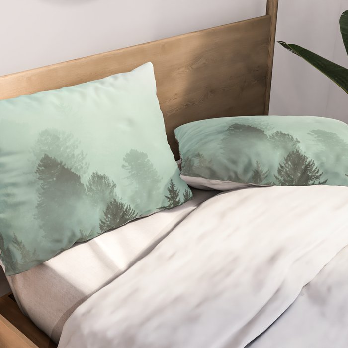 Magnificent Morning - Foggy Redwood Forest Nature Photography Pillow Sham Gallery Image 2