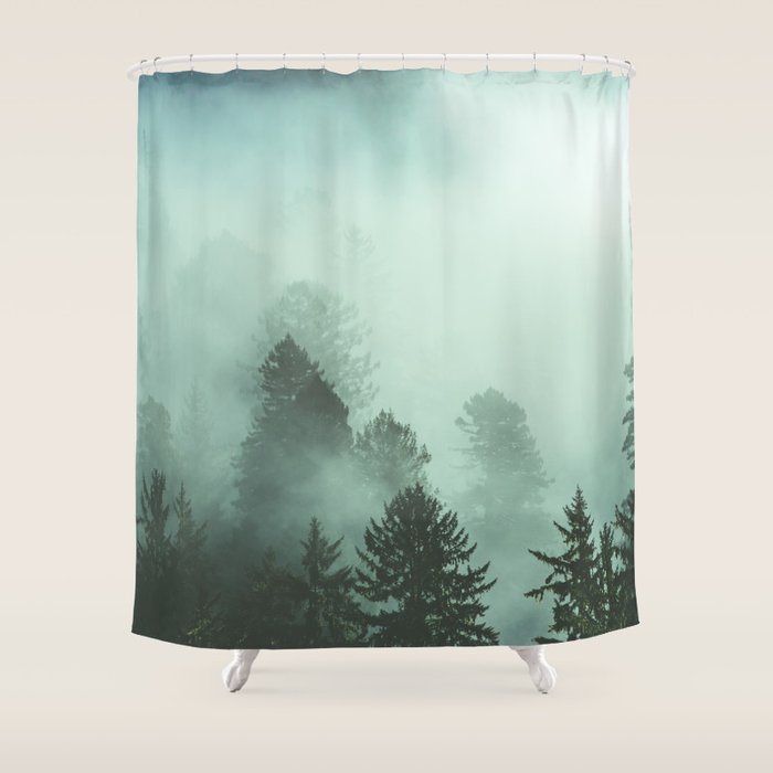 Magnificent Morning - Foggy Redwood Forest Nature Photography Shower Curtain Gallery Image 1