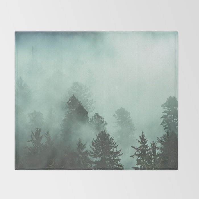Magnificent Morning - Foggy Redwood Forest Nature Photography Throw Blanket Gallery Image 2