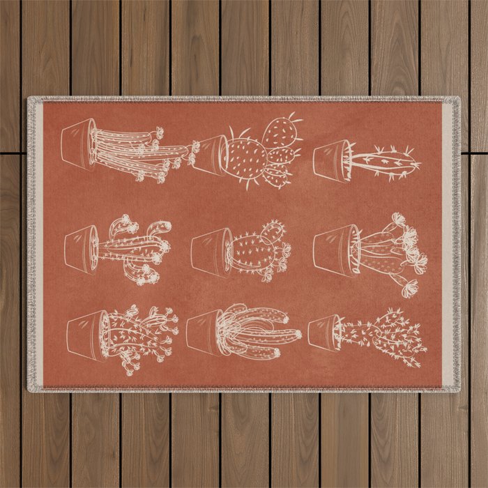 Minimalist Cactus Art 1 Outdoor Rug Gallery Image 1