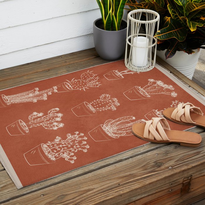 Minimalist Cactus Art 1 Outdoor Rug Gallery Image 2