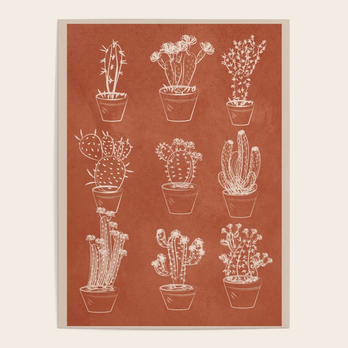 Minimalist Cactus Art 1 Poster Gallery Image 1