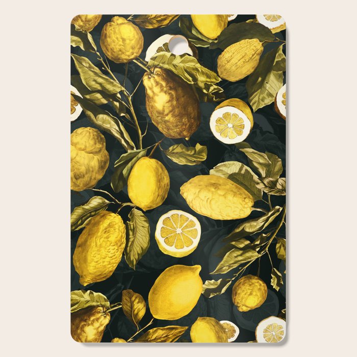 Lemon and Leaf Pattern V Cutting Board Gallery Image 1